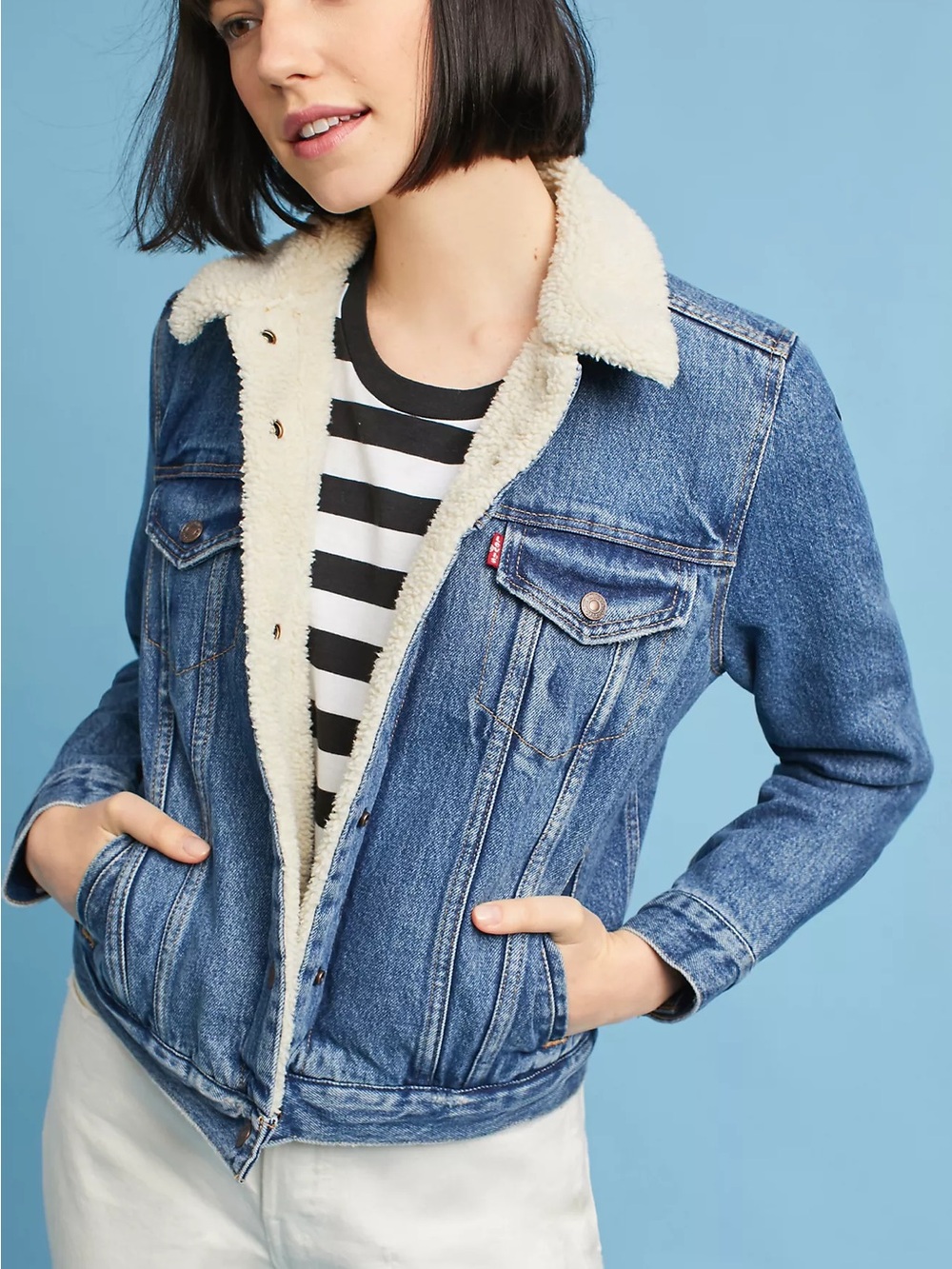 Levi's Blue Denim Sherpa Collar Jacket - Picture 4 of 12